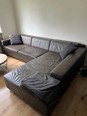 Dunkelbraune Ledercouch 285 x 190 cm