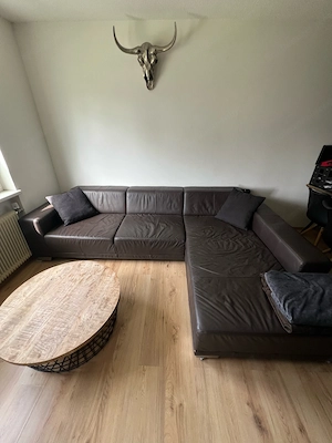 Dunkelbraune Ledercouch 285 x 190 cm Bild 2