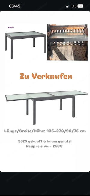 Glastisch zu verkaufen