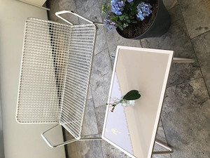 Set aus Sitzbank und Tischchen für Garten, Balkon, Terrasse, Eingangsbereich, Outdoor