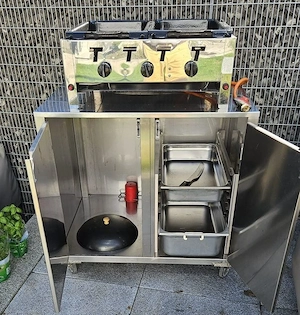 Gas Grill Gastrobrätter (3 Brenner) mit Edelstahl Unterschrank und Abdeckung Bild 5