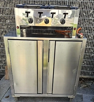 Gas Grill Gastrobrätter (3 Brenner) mit Edestahl Unterschrank und Abdeckung