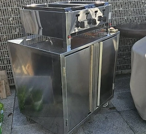 Gas Grill Gastrobrätter (3 Brenner) mit Edelstahl Unterschrank und Abdeckung Bild 4
