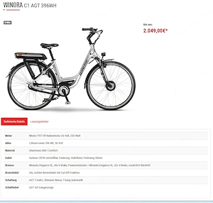 Ebike mit elektronisch gesteuerter Shimano-Schaltung. 