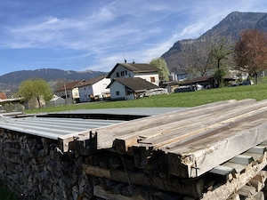 Holzbalken, 9 Stück, Länge ca. 2,70m 