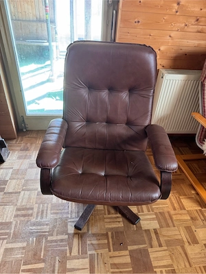 Ledersessel mit Hock Fußhocker Bild 2