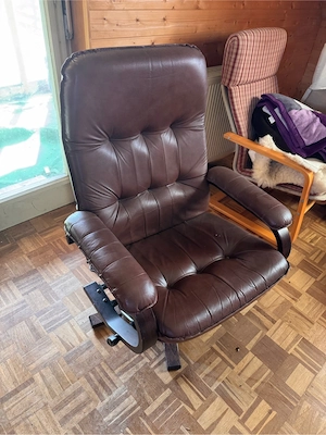 Ledersessel mit Hock Fußhocker Bild 3