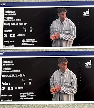 Tim Bendzko 2 Tickets am 22. Mai in Zürich (Reihe 5) Bild 2