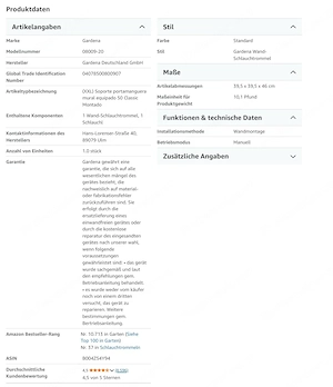 Gardena Classic Wand-Schlauchtrommel 50 Set  Bild 5