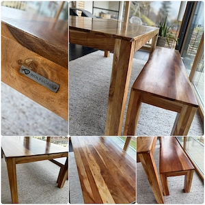 Holztisch aus Akazie inkl. Bank Bild 6