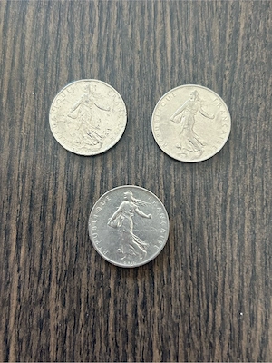 3 Münzen: 1 Franc Umlaufmünzen Frankreich Bild 2