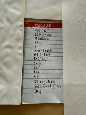 YANMAR YSR 70 F Schneefräse