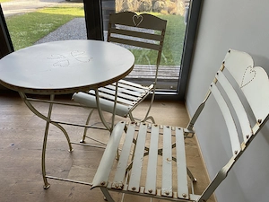 Gartengarnitur "Shabby Chic" Metall, Deko, Tisch, Stühle, Garten, Bild 2