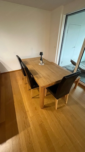 Eichenvollholztisch mit Bank - ausziehbar und massiv Bild 4