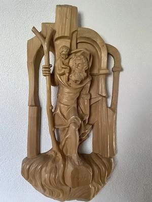 Wandbild Hl. Christopherus aus Lindenholz