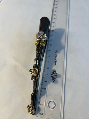 Vintage Haarspange schwarz mit Blumen-Dekor   romantisch & elegant Bild 3