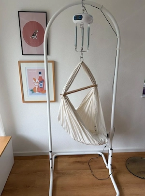 Swing2Sleep Maly Federwiege Beige Weiß inkl. Gestell & Matratze