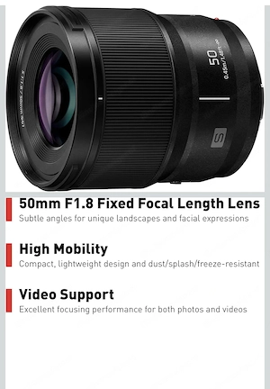 Panasonic S-S50E LUMIX S Objektiv 50mm L-Mount F1.8 Filtergröße 67mm Bild 5