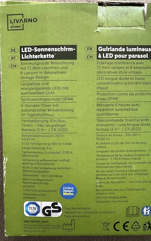 Lichterkette für Sonnenschirm Bild 2