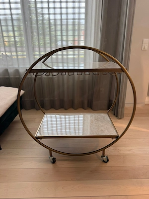 Barwagen Gold mit Marmoroptik & Rollen - im Vintage Stil Bild 3