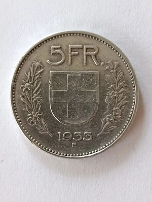 Münze 5 Schweizer Franken von 1933 - Sammler
