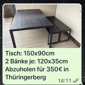 Esstisch und 2x Bank