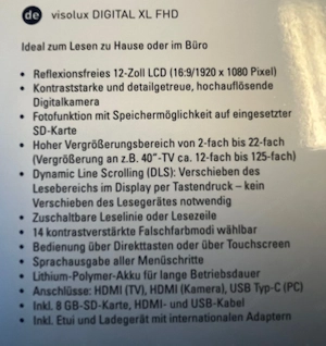Lesehilfe visolux Digital XL FHD Eschenbach neuwertig Bild 5