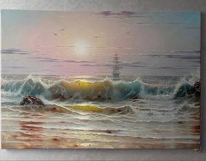 Original Gemälde   Sonnenuntergang am Meer   handsigniert   45x65 cm Bild 2