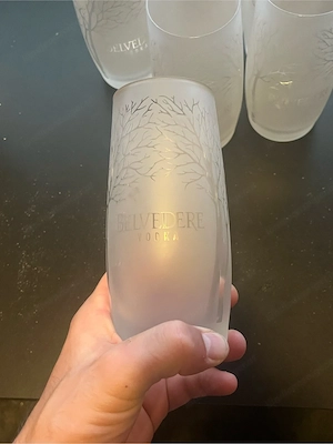 6x Original BELVEDERE VODKA Gläser   Frosted Tree Design (Rastal) Bild 4
