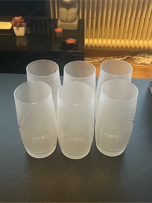 6x Original BELVEDERE VODKA Gläser   Frosted Tree Design (Rastal) Bild 3
