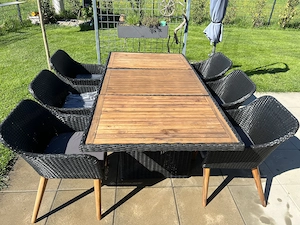 Vida XL Gartentisch mit Stühlen und Auflagen 