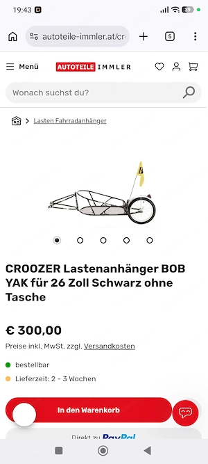 Fahrradanhänger Bob Sak