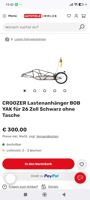 Fahrradanhänger Bob Sak Bild 2