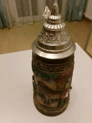 Bierkrüge aus Reinzinn + Steingut  Bild 8