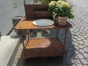 Alter,antiker Waschtisch mit Emailbecken Bild 4