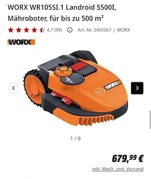 WORX WR105SI.1 Landroid S500I Mähroboter