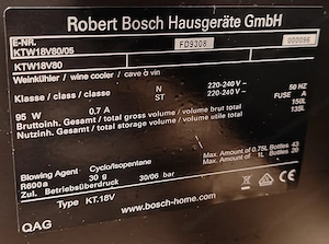 Bosch Weinkühlschrank KTW18V80  850x595x635mm Bild 4