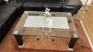 Ledercouch inclusive Glastisch zu verkaufen Bild 2