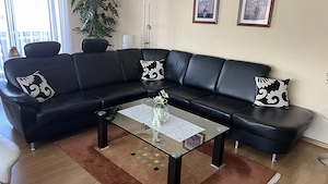 Ledercouch inclusive Glastisch zu verkaufen Bild 3