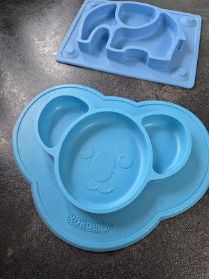 2er Set Silikon-Platzsets   Kinderteller (Koala & Elefant)   rutschfest