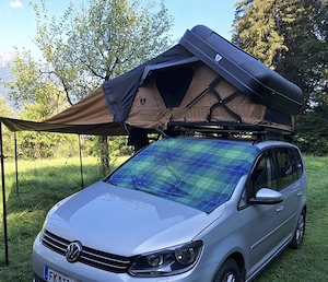 Camping: Top DACHZELT fürs Auto Kleinbus mit Sonnensegel