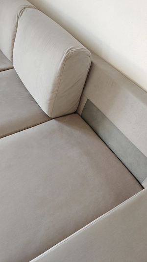 Sofa und Hocker, Velvet grau-beige Bild 5