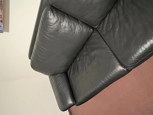 Ledercouch schwarz mit Fauteuil Bild 2