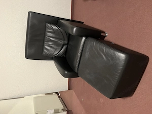 Ledercouch schwarz mit Fauteuil Bild 3