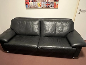 Ledercouch schwarz mit Fauteuil Bild 4