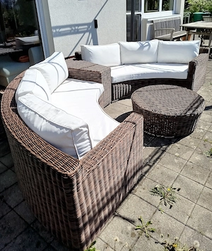 Gartenlounge aus Polyrattan, halbrund  Bild 5