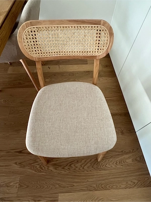 2er Set Holzstühle Polstersitz Holzgeflecht