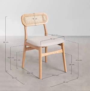 2er Set Holzstühle Polstersitz Holzgeflecht Bild 3