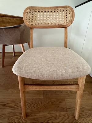 2er Set Holzstühle Polstersitz Holzgeflecht Bild 2