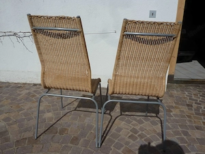 Stuhl mit hoher ECHTES Rattan Lehne und Sitzpolster Bild 2